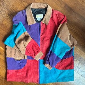 Vintage Roaman's Color Block Suede Jacket/Coat